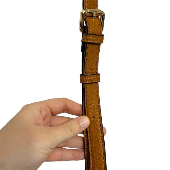 Inzi Faux Leather Adjustable Crossbody Bag Brown Medium Minimalist Timeless - Picture 5 of 9